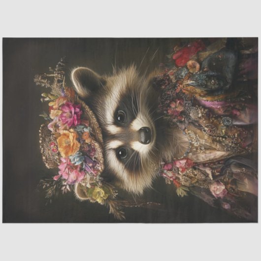 Decoupage Whimsical Raccoon Victoriaans Dressed Tissuepapier (Voorkant)