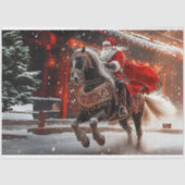 Decoupage Whimsical Santa op een hengst Midnight Tissuepapier (Voorkant)