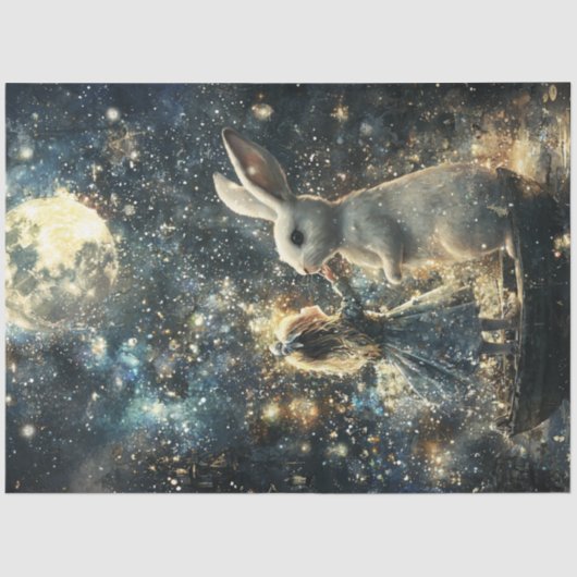 Decoupage Whimsical Scene Alice & Konijn Tissuepapier (Voorkant)