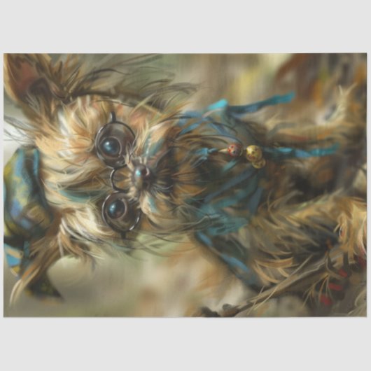 Decoupage Whimsical Shaggy Yorkie Tissuepapier (Voorkant)