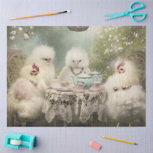 Decoupage Whimsical Silkie Franse Tea Party Tissuepapier (Craft)