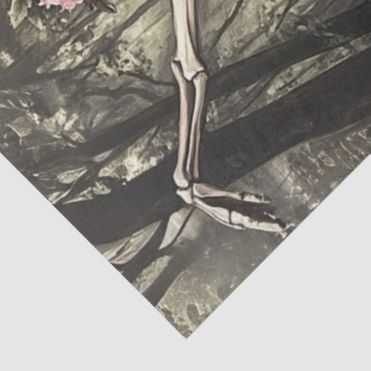 Decoupage Whimsical Skeleton Dancing in Tutu Tissuepapier (Detail)