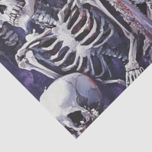 Decoupage Whimsical Skeleton Dancing Zilveren Jurk Tissuepapier (Detail)