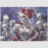 Decoupage Whimsical Skeleton Dancing Zilveren Jurk Tissuepapier (Voorkant)