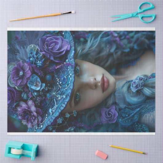 Decoupage Whimsical Southern Bell Lady Blauwgroen Tissuepapier (Craft)