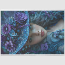 Decoupage Whimsical Southern Bell Lady Blauwgroen  Tissuepapier