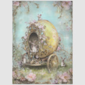 Decoupage Whimsical Spring Easter Rabbit Carriage Tissuepapier (Voorkant)