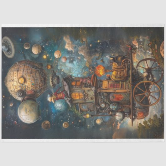 Decoupage Whimsical Steampunk Hete Luchtballon Tissuepapier (Voorkant)