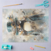 Decoupage Whimsical Steampunk Penguin Teals Tissuepapier (Craft)