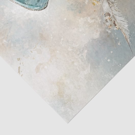 Decoupage Whimsical Steampunk Penguin Teals Tissuepapier (Detail)