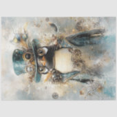 Decoupage Whimsical Steampunk Penguin Teals Tissuepapier (Voorkant)