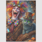 Decoupage Whimsical Steampunk Trickster Magic Cat Tissuepapier (Voorkant)