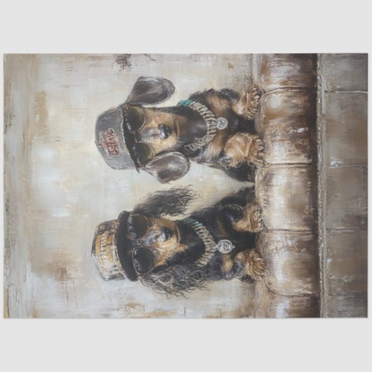 Decoupage Whimsical Teckel Puppies Rappers Tissuepapier (Voorkant)