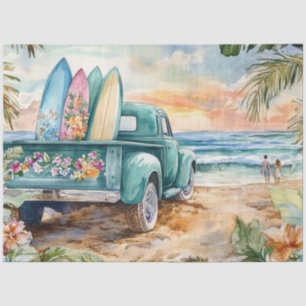 Decoupage Whimsical Truck Surfboard Beach Instelli Tissuepapier