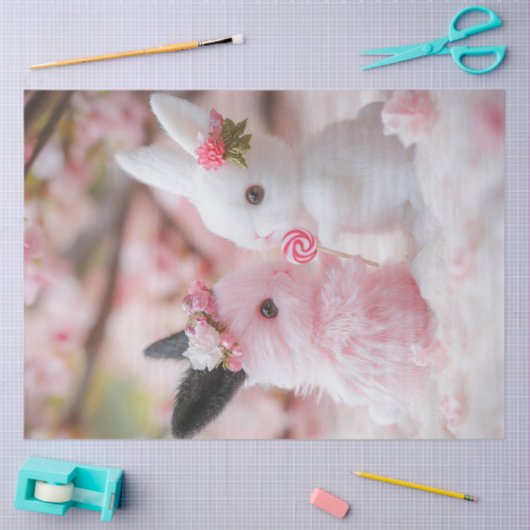 Decoupage Whimsical Valentijn Bunny Paar Tissuepapier (Craft)