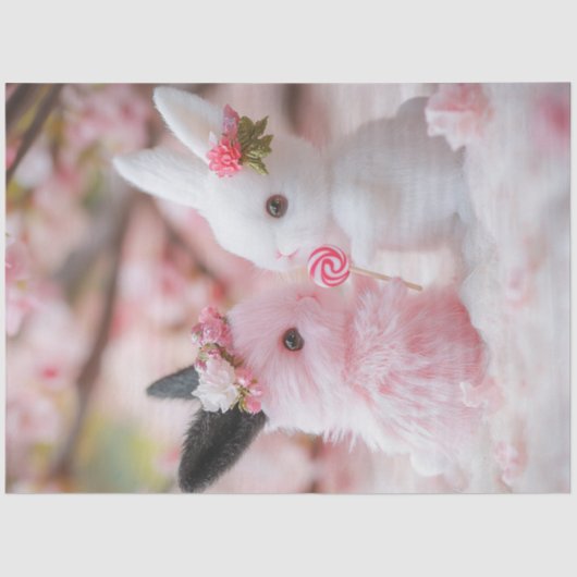 Decoupage Whimsical Valentijn Bunny Paar Tissuepapier (Voorkant)