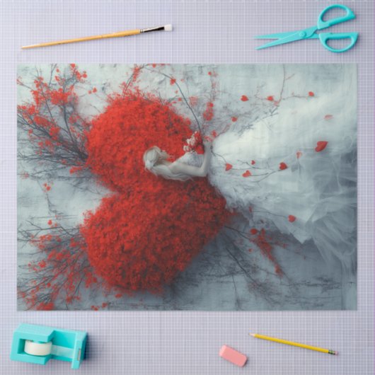 Decoupage Whimsical Valentijn Heart & Lady Tissuepapier (Craft)