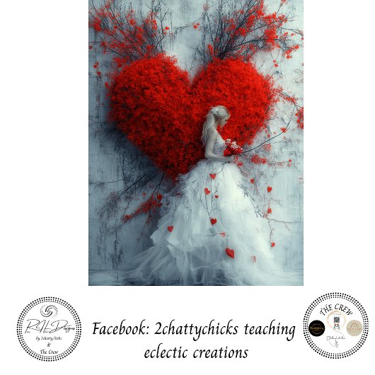 Decoupage Whimsical Valentijn Heart & Lady Tissuepapier