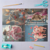 Decoupage Whimsical Valentijn Rabbits Pigs Koe Tissuepapier (Craft)