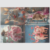 Decoupage Whimsical Valentijn Rabbits Pigs Koe Tissuepapier (Voorkant)