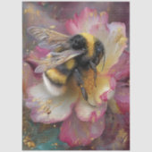 Decoupage Whimsical Vibrant Bumble Bee Pink Flower Tissuepapier (Voorkant)