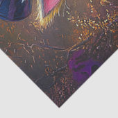 Decoupage Whimsical Victoriaans Konijn Goud & Paar Tissuepapier (Detail)