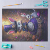 Decoupage Whimsical Victoriaans Konijn Goud & Paar Tissuepapier (Craft)