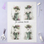 Decoupage Whimsical Wazige Katten 8 x 10 Canvas Tissuepapier (Craft)