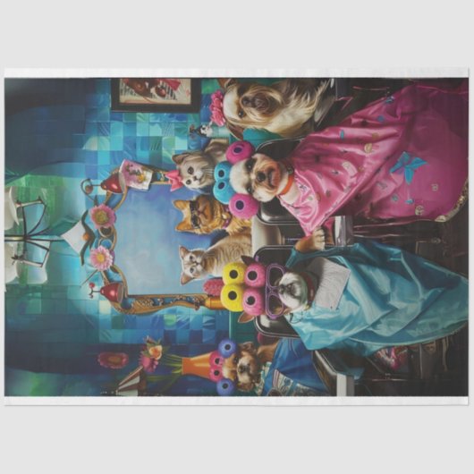 Decoupage Whimsical Whiskersworth Huisdieren bij S Tissuepapier (Voorkant)