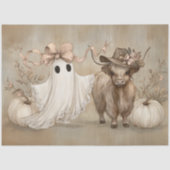 Decoupage Whimsical White Ghost & Highland Koe Tissuepapier (Voorkant)