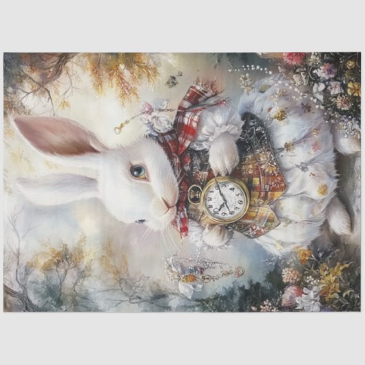 Decoupage Whimsical White Rabbit Alice Adventures Tissuepapier (Voorkant)
