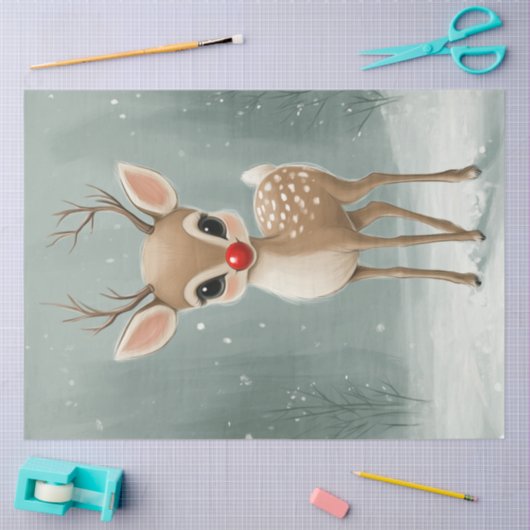 Decoupage Whimsical Winter Rudolph Christmas Tissuepapier (Craft)