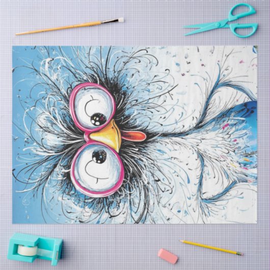 Decoupage Whimsical Wirehaired Wackadoodle Ostrich Tissuepapier (Craft)