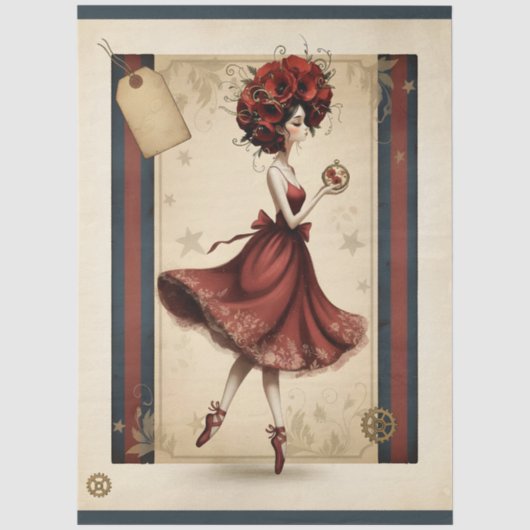 Decoupage Whimsical Woman, Vintage Tissuepapier (Voorkant)