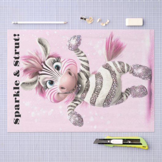 Decoupage Whimsical Zebra White & Sparkly Zuni Tissuepapier (Craft)