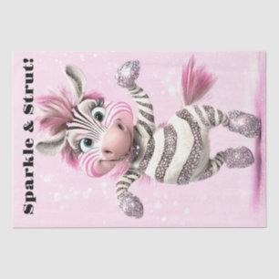 Decoupage Whimsical Zebra White & Sparkly Zuni Tissuepapier