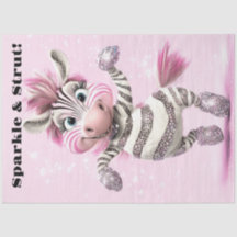 Decoupage Whimsical Zebra White & Sparkly Zuni