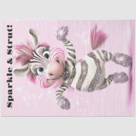 Decoupage Whimsical Zebra White & Sparkly Zuni Tissuepapier