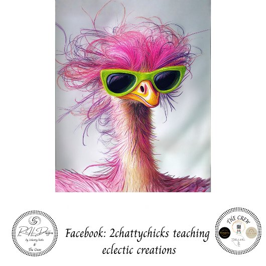 Decoupage Whimsische Dwaasheid Struisvogel Roze Fo Tissuepapier