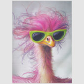 Decoupage Whimsische Dwaasheid Struisvogel Roze Fo Tissuepapier (Voorkant)
