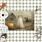 Decoupage Whimsy Ghost & Highland Koe Halloween Tissuepapier