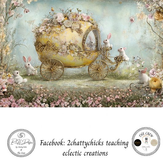 Decoupage Whimsy Koets Konijn Paasscène Tissuepapier
