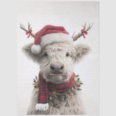 Decoupage White Highland Calf Antlers Candy Cane  Tissuepapier (Voorkant)