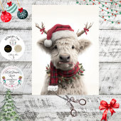 Decoupage White Highland Calf Antlers Candy Cane  Tissuepapier