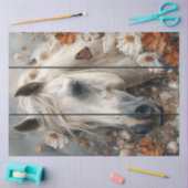 Decoupage White Horse Plank Wall Whispers Meadow Tissuepapier (Craft)