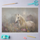 Decoupage White Horse Wildflower Field Tissuepapier (Craft)