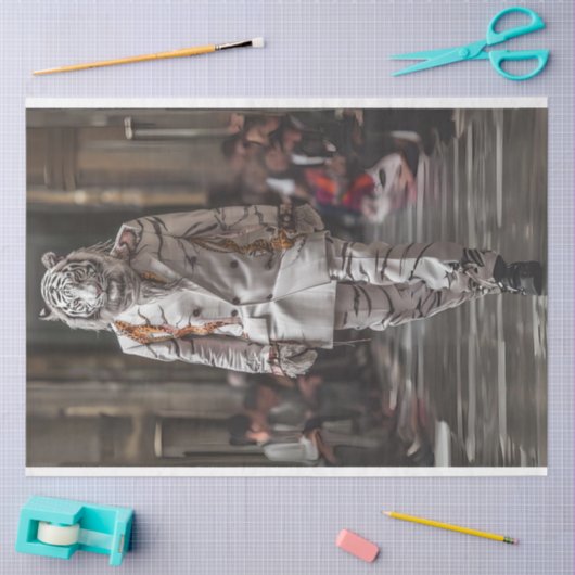 Decoupage White Lion Mode Show Tissuepapier (Craft)