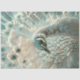 Decoupage White Peacock Frosted Elegance  Tissuepapier