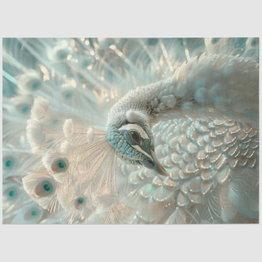 Decoupage White Peacock Frosted Elegance  Tissuepapier (Voorkant)