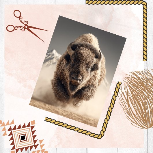 Decoupage Wild Bison Dustborne Charge Desert Tissuepapier